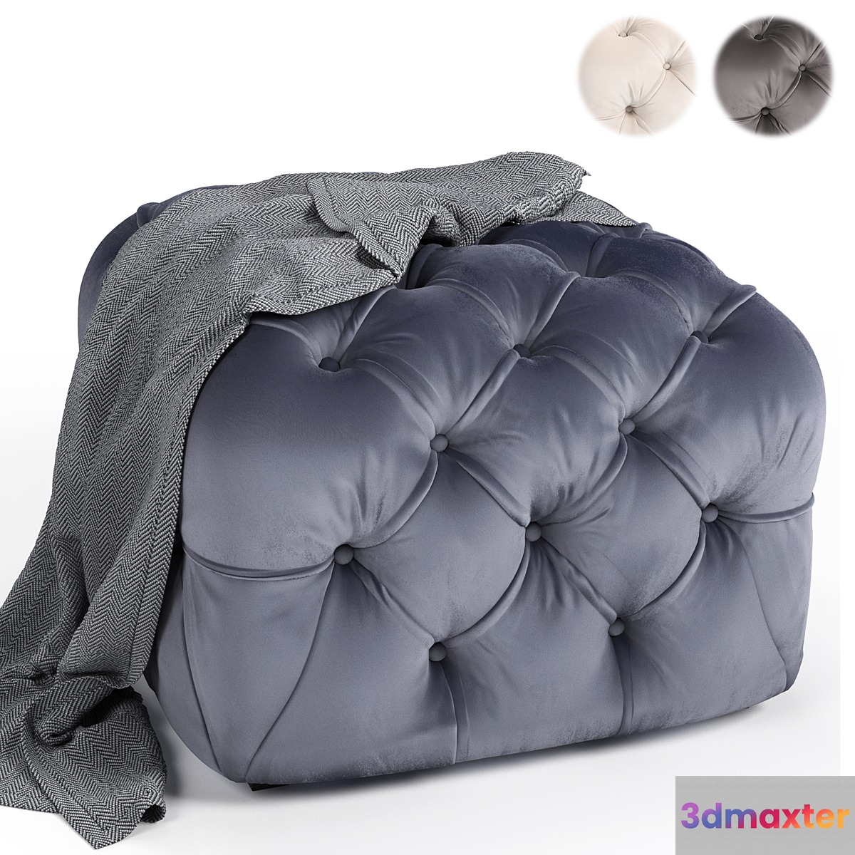 Pouf Pitted-Design Square Stool 3D Max