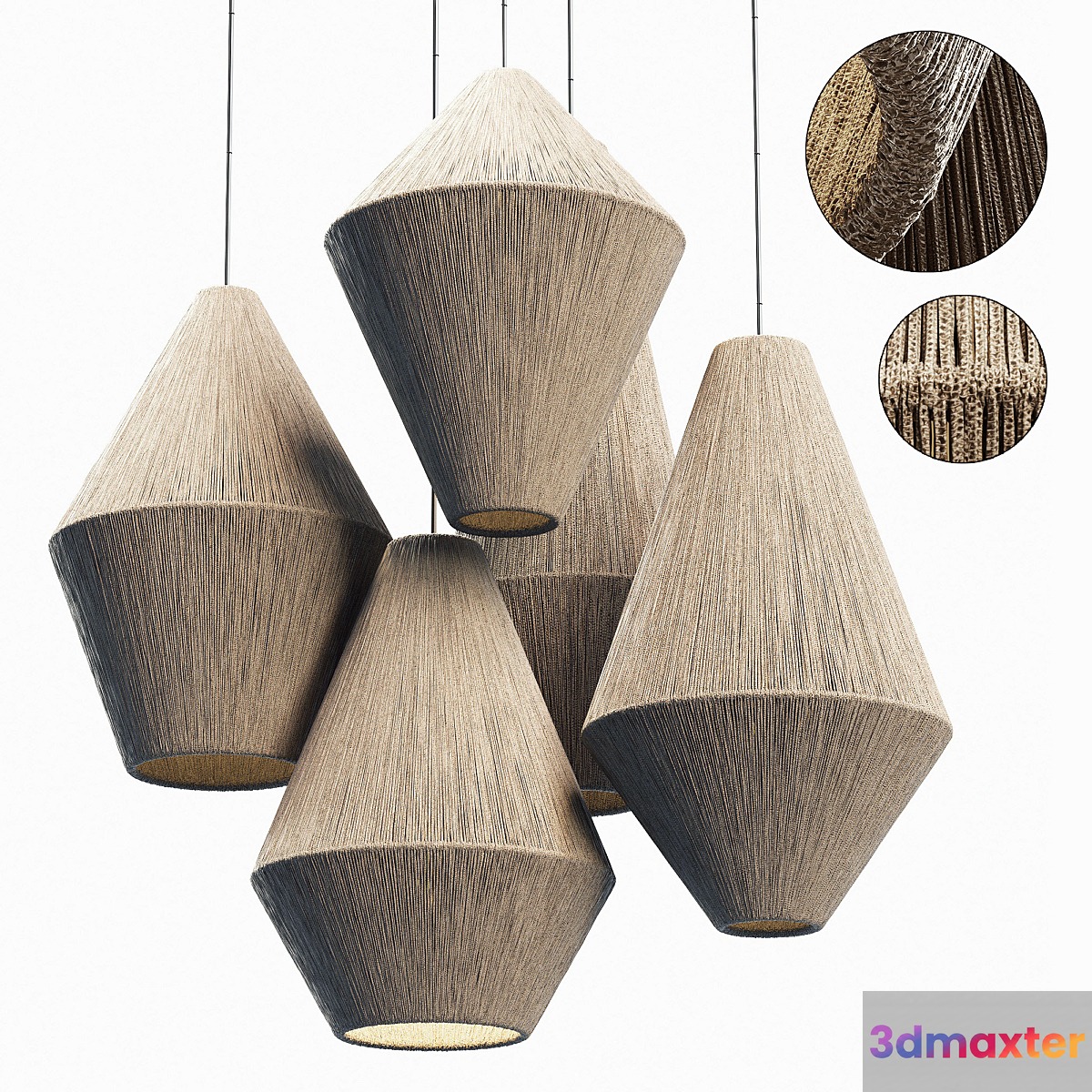 Lamp wood rattan wicker Cone n3 3D Max