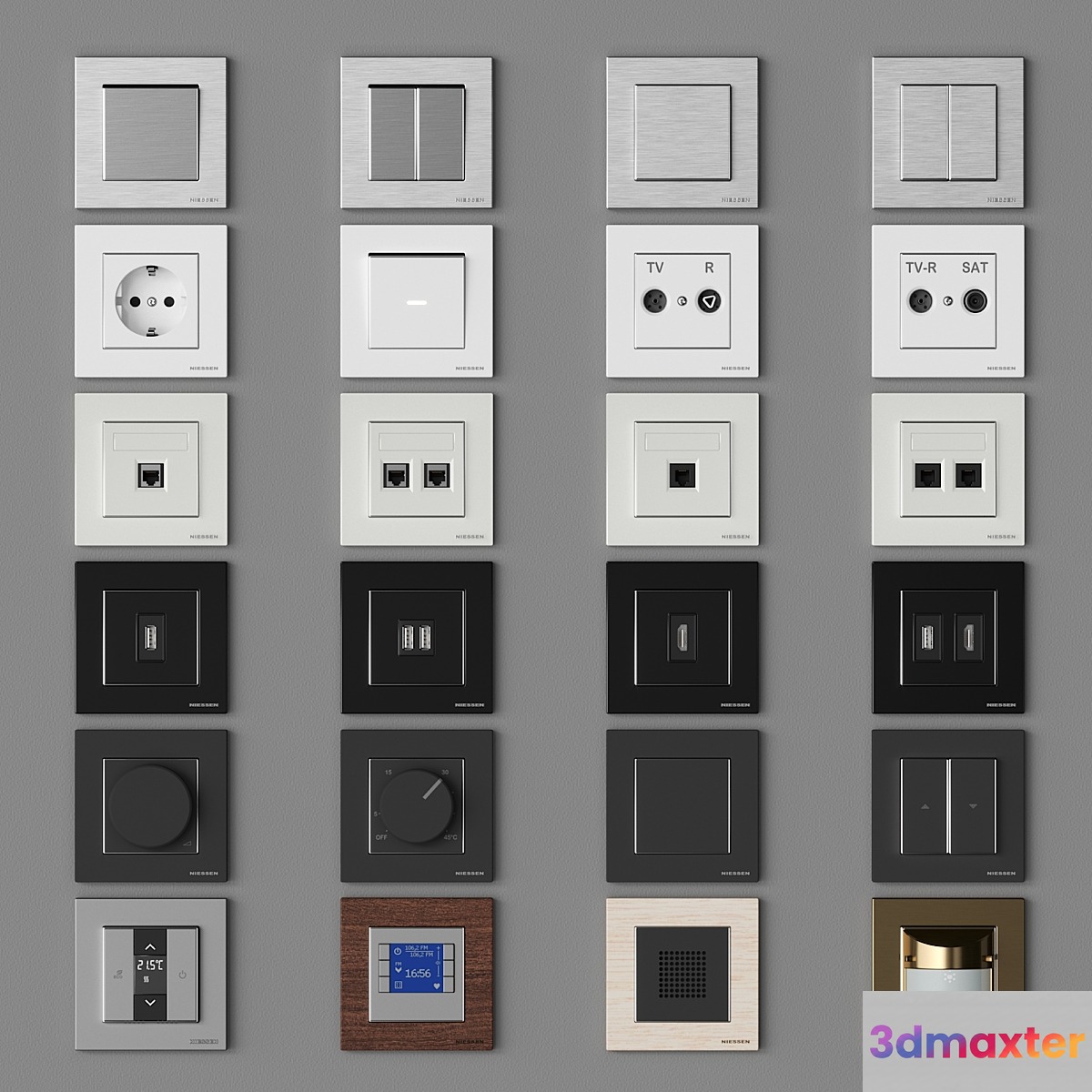 ABB Niessen SKY switches and sockets 3D Max