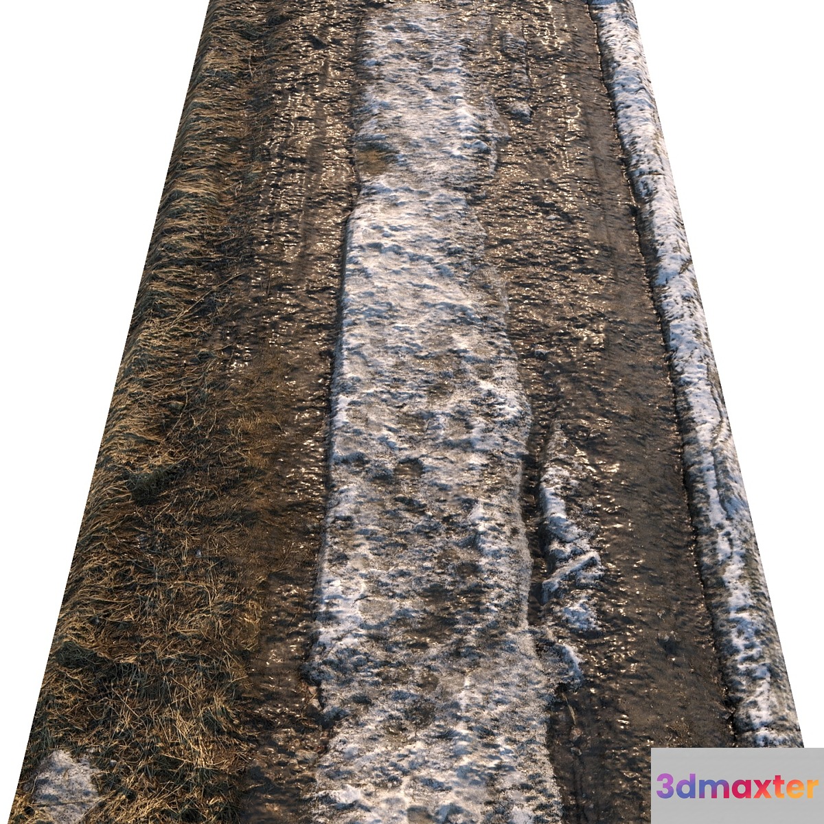 Dirt spring road material with snow 01 3D Max