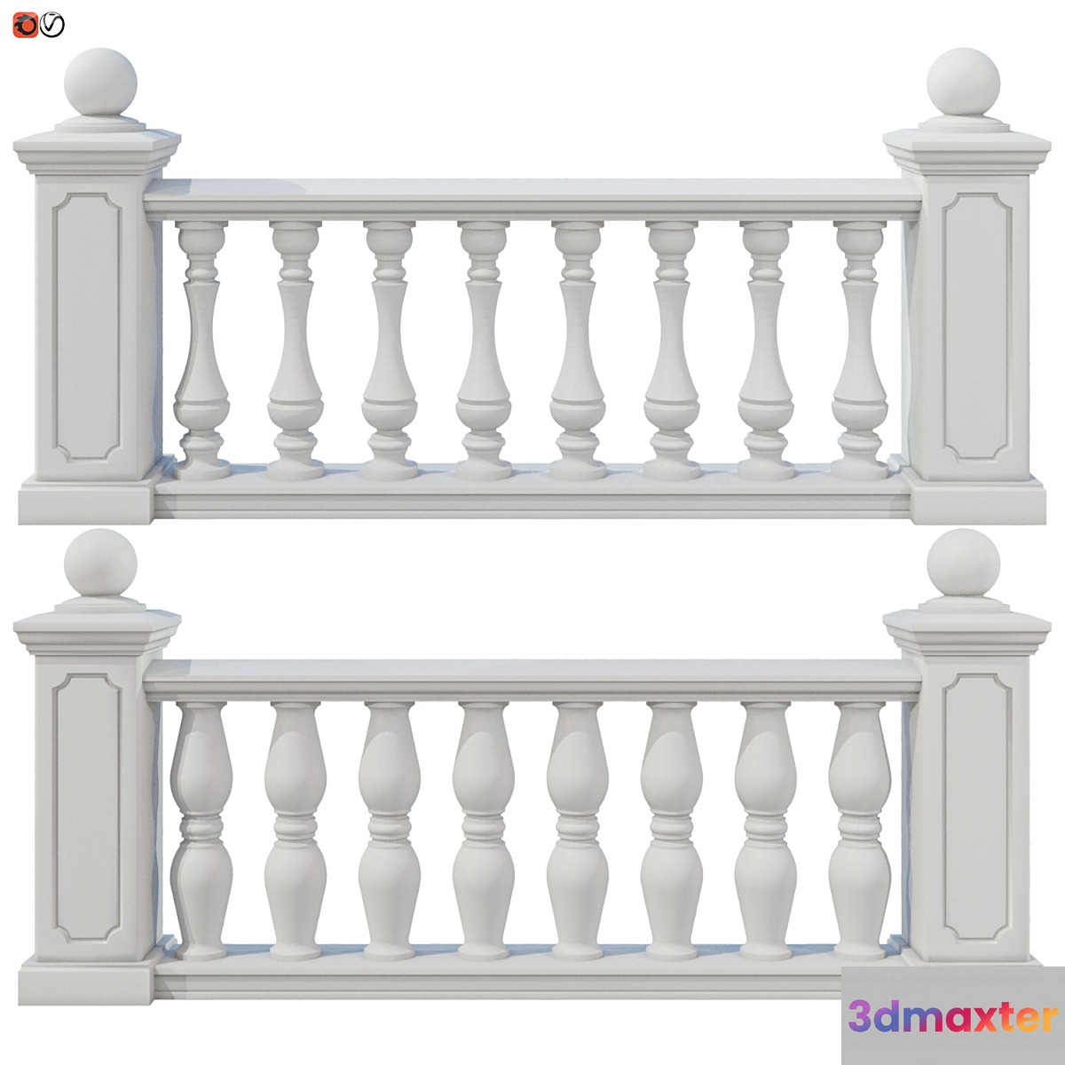 Balustrade classic set 4 3D Max