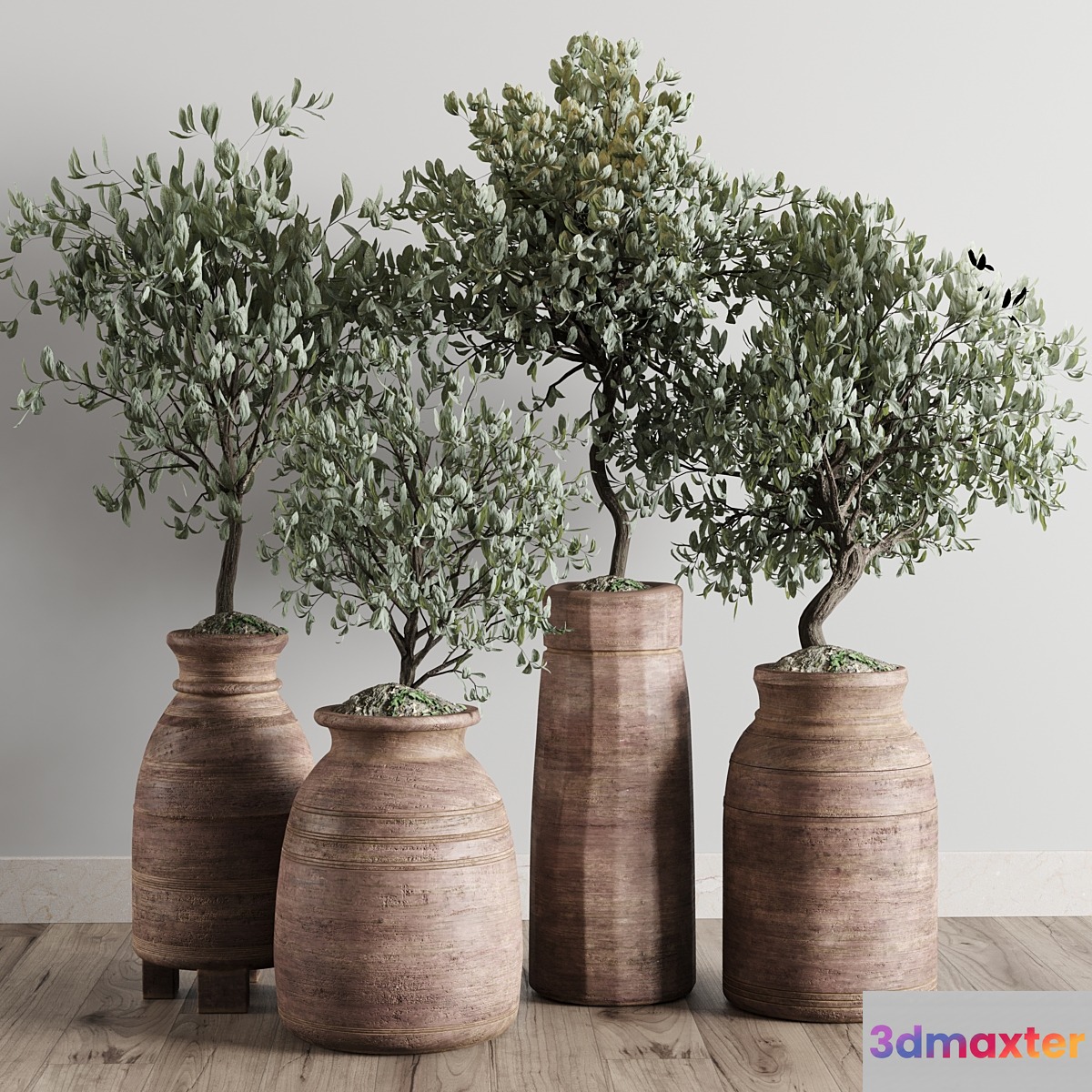 collection outdoor plant 19 -wood old vase 3D Max