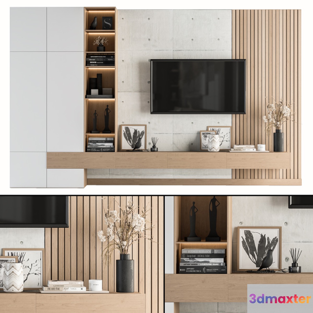 TV Wall White and Wood - Set 08 - No.4