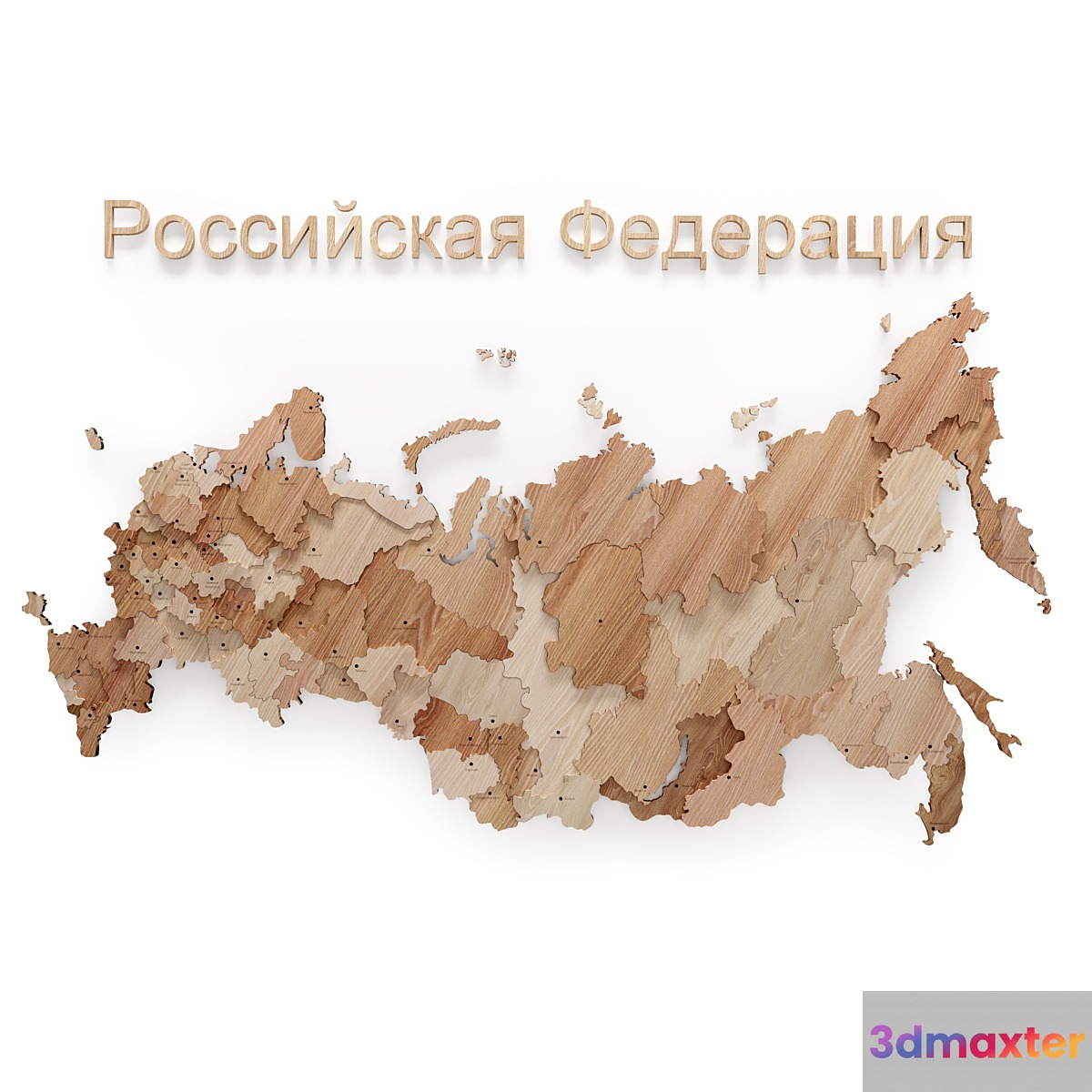 Wooden map of Russia 3D Max