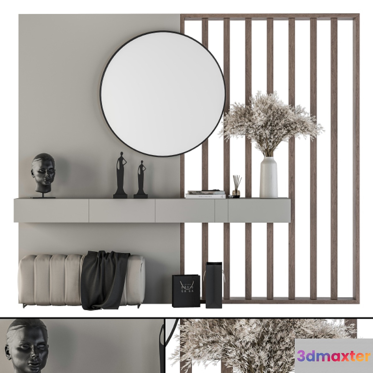 Hallway 12 - Gray and Wood Set - No.3