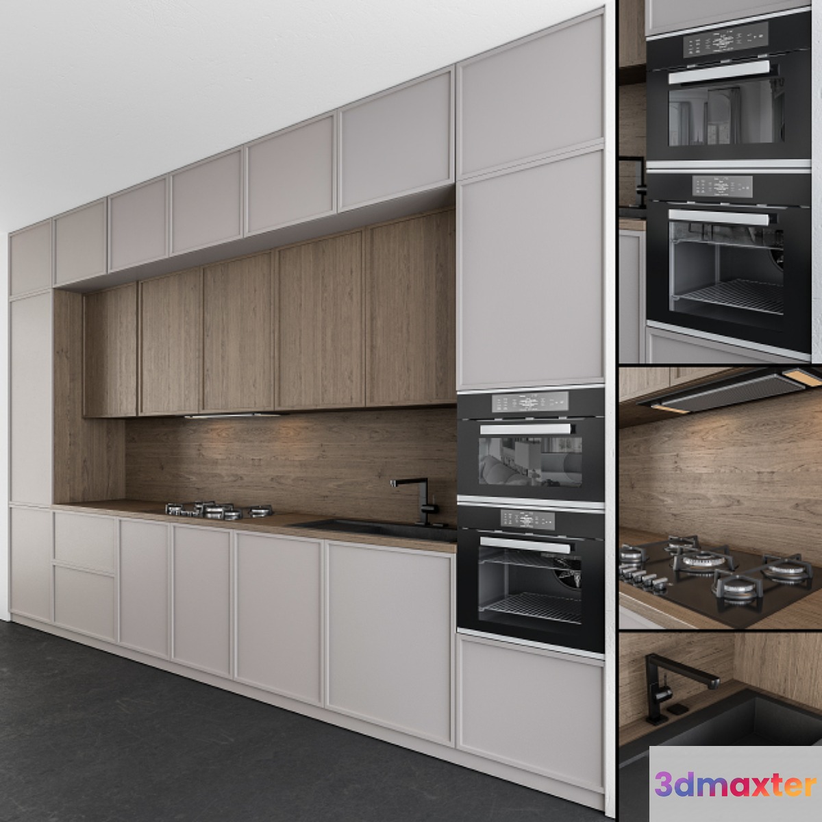 Kitchen Modern - Gray and Wood 45 3D Max