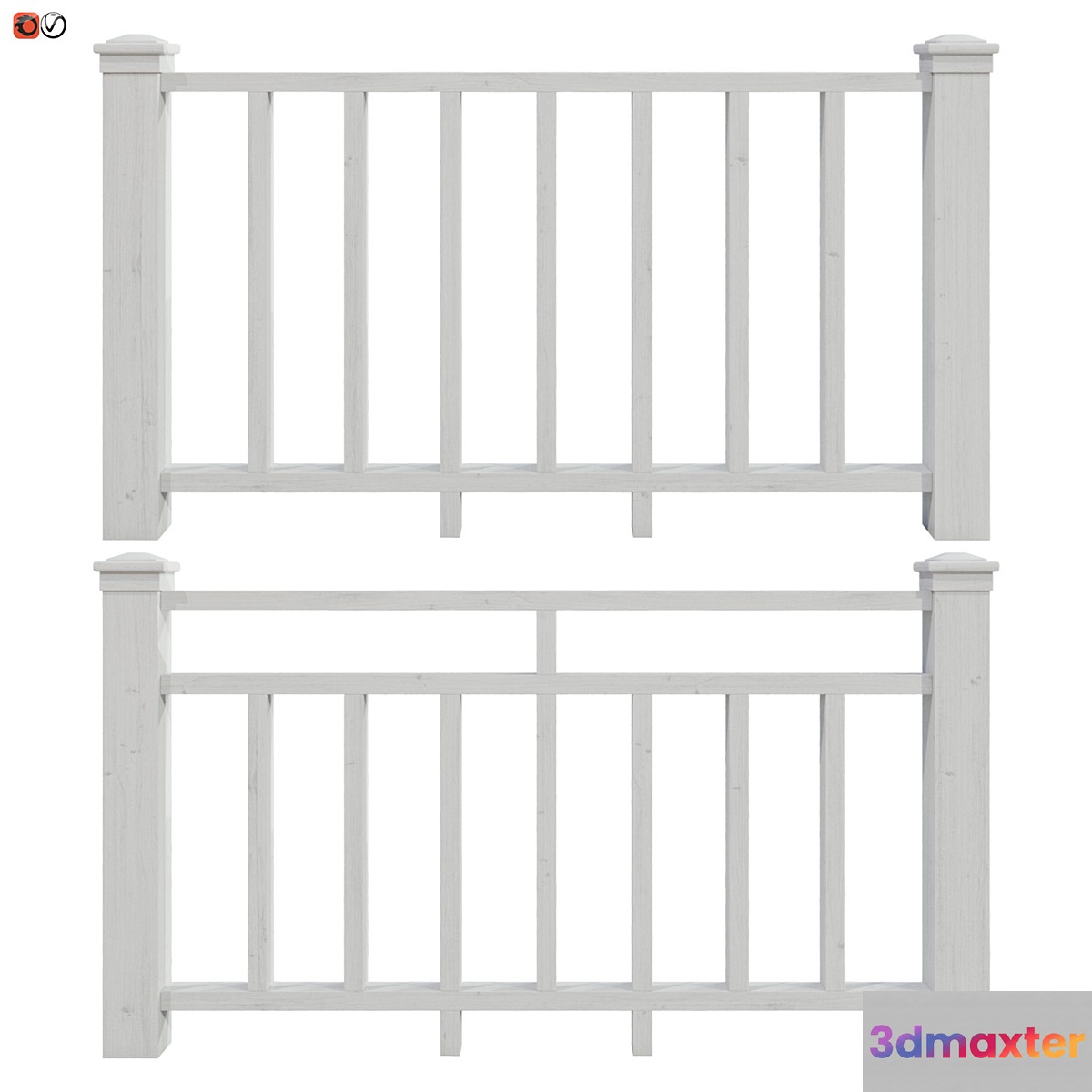 Set of handrails and terrace railing 8 3D Max
