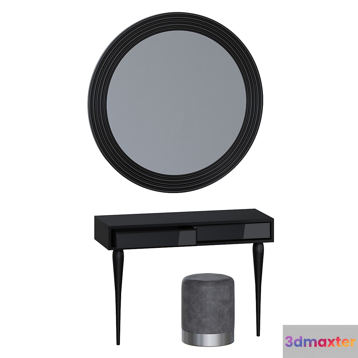 Cloud dressing table Cloud mirror and Kami pouf 3D Max