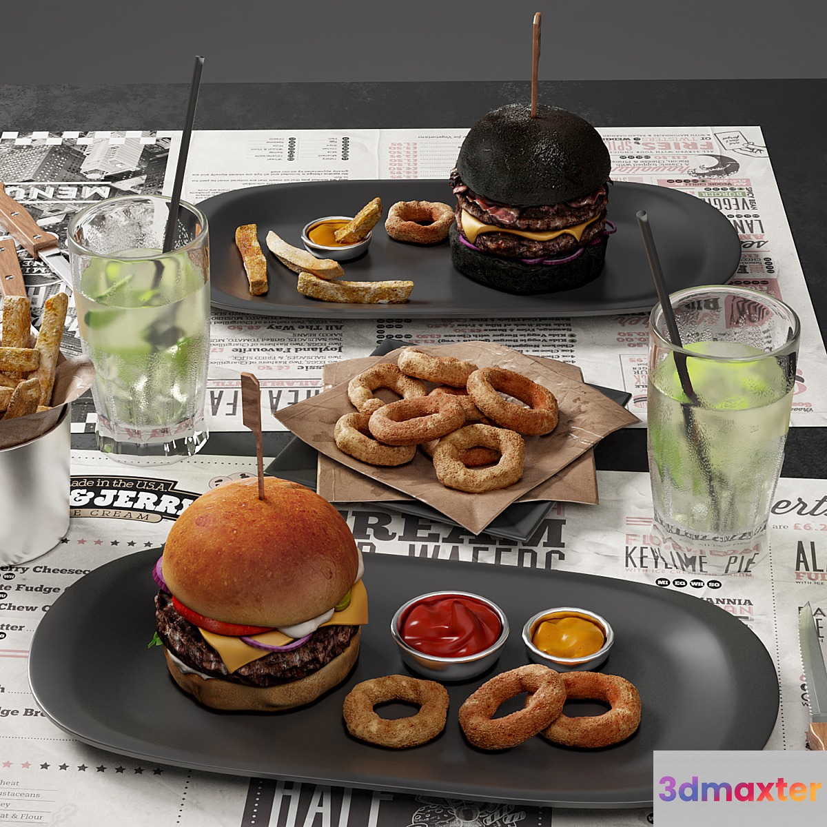 Burger set 3D Max