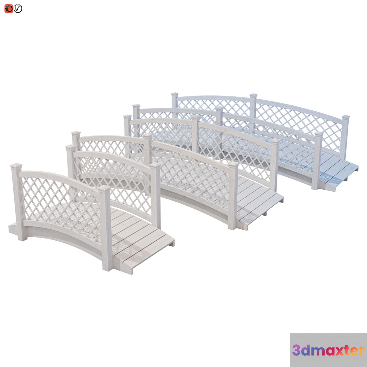 Garden bridges set 8 3D Max