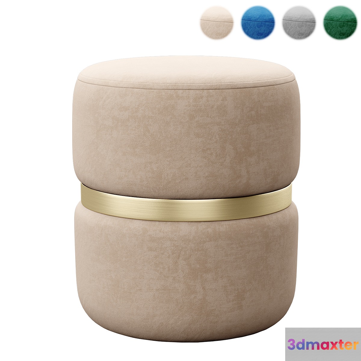 Yamma Velvet Ottoman by tov 3D Max
