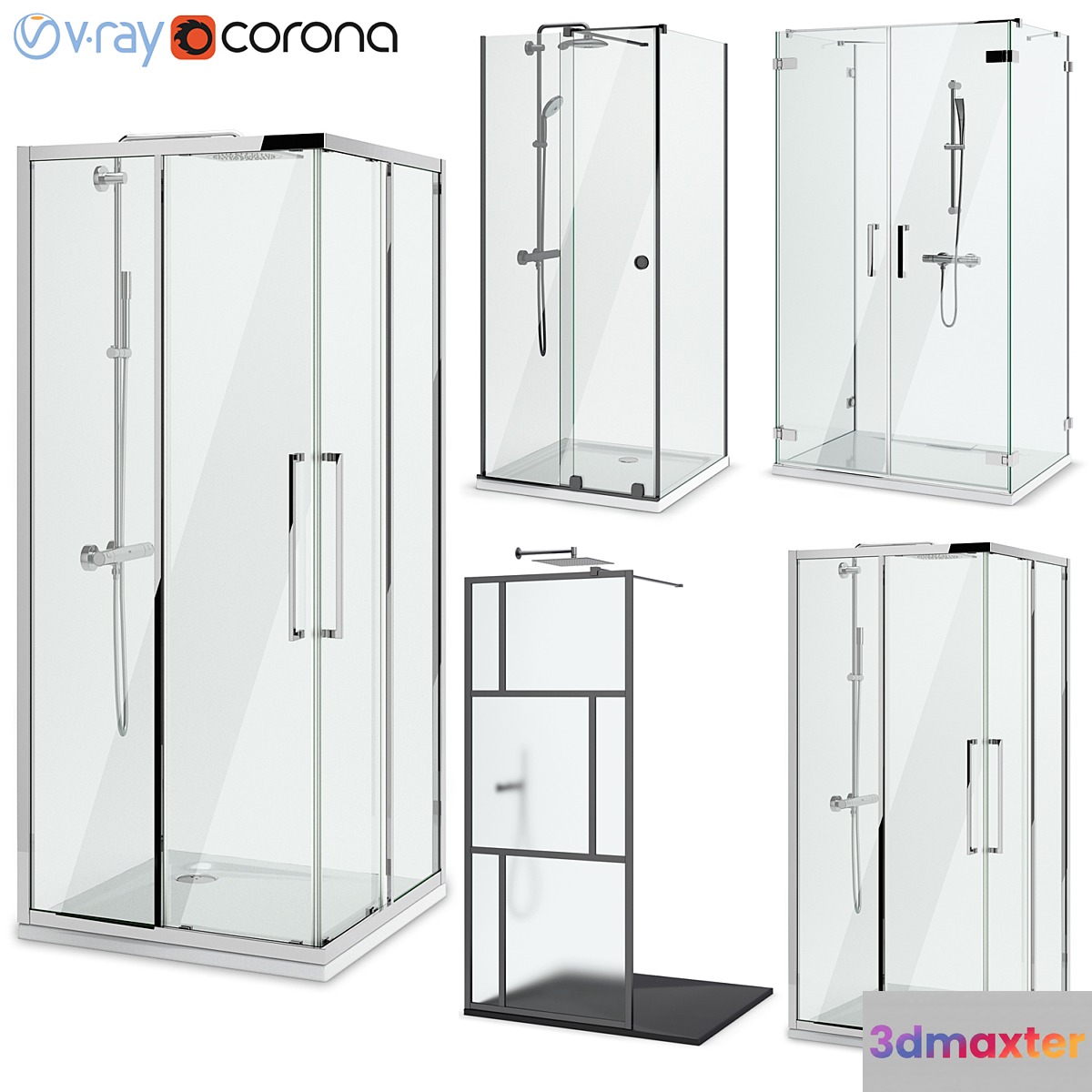 Showers Radaway West One Bathrooms and Ideal set 125 3D Max
