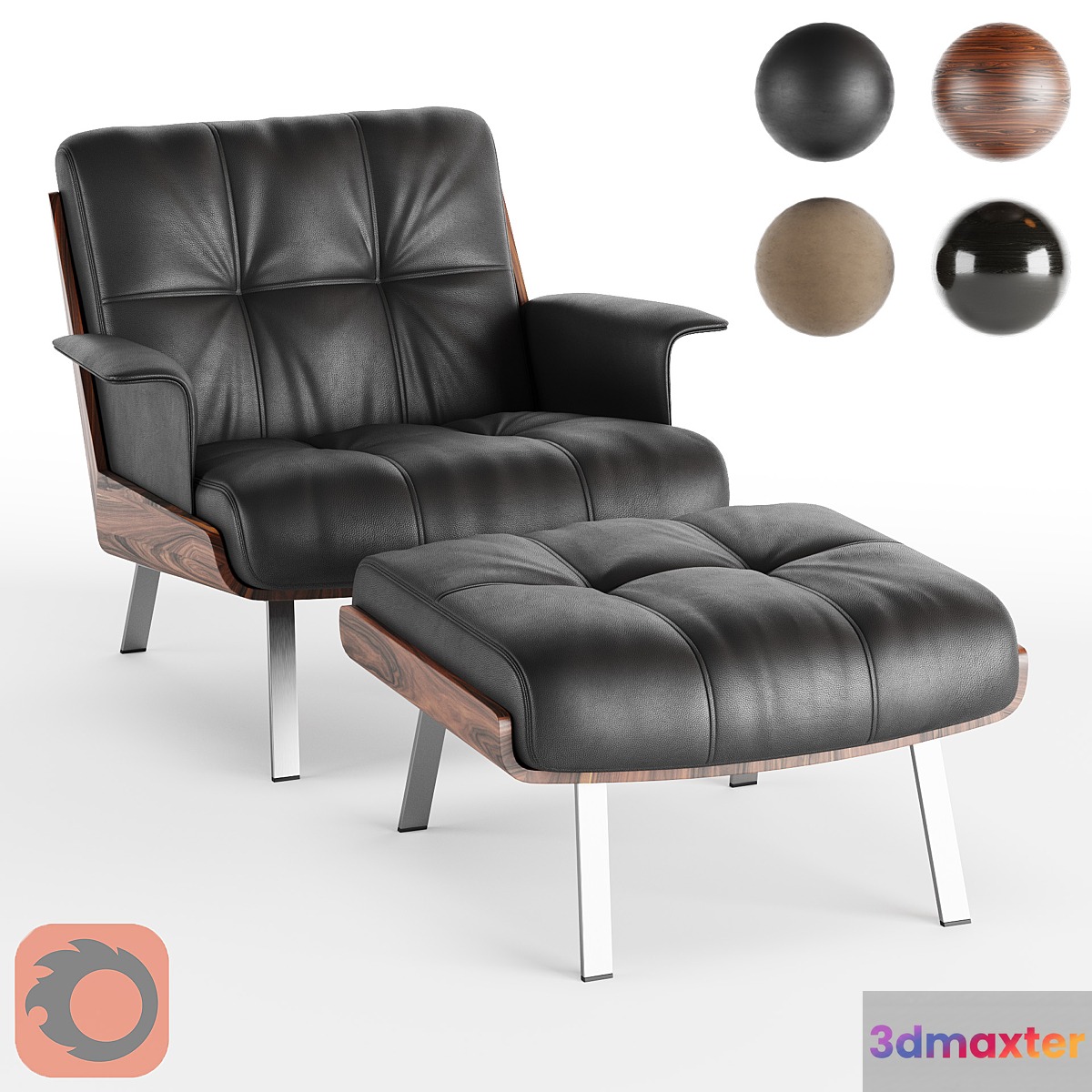 Leather armchair Minotti Daiki 3D Max