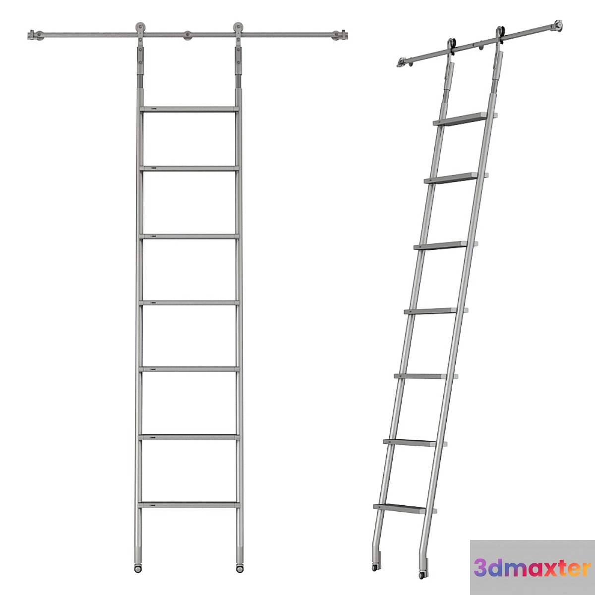 MWE SL.6002.KL Telescoping Rolling Ladder 3D Max