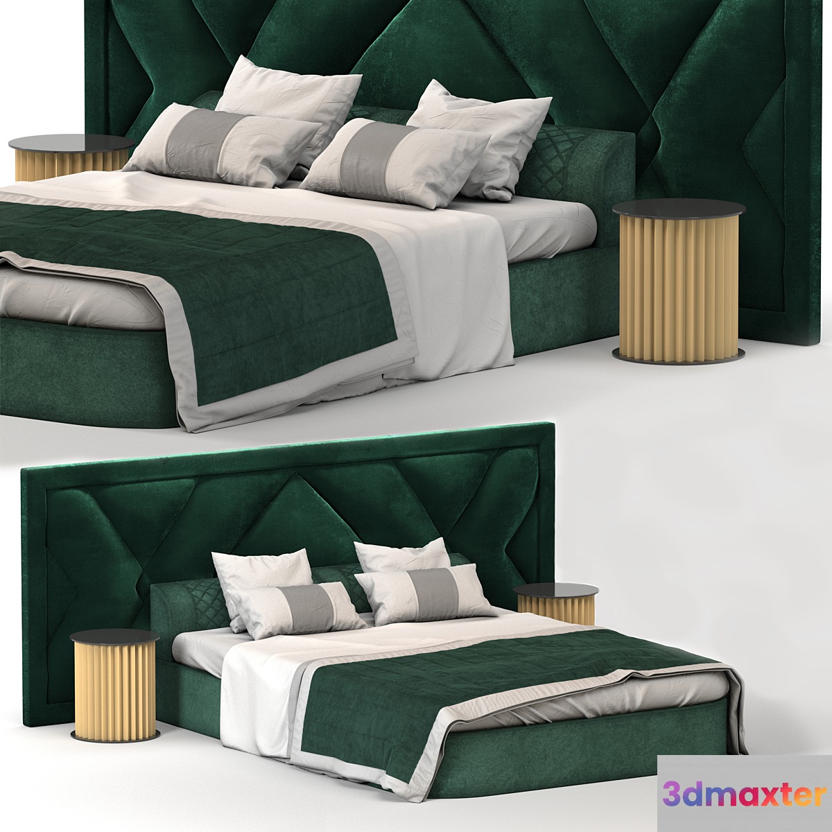 Upholstered Headboard bed modern 3D Max