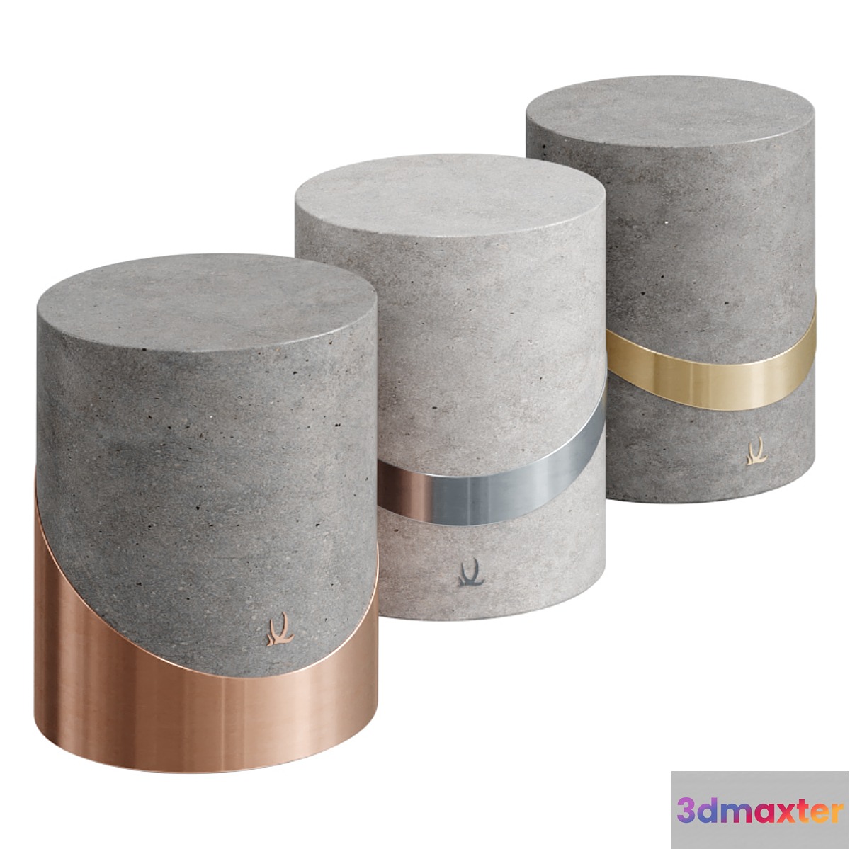metal and concrete stools