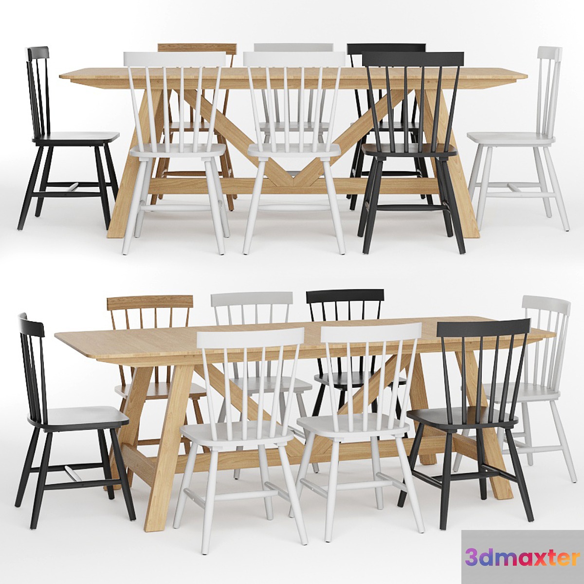Buondi table and JIMI chairs 3D Max