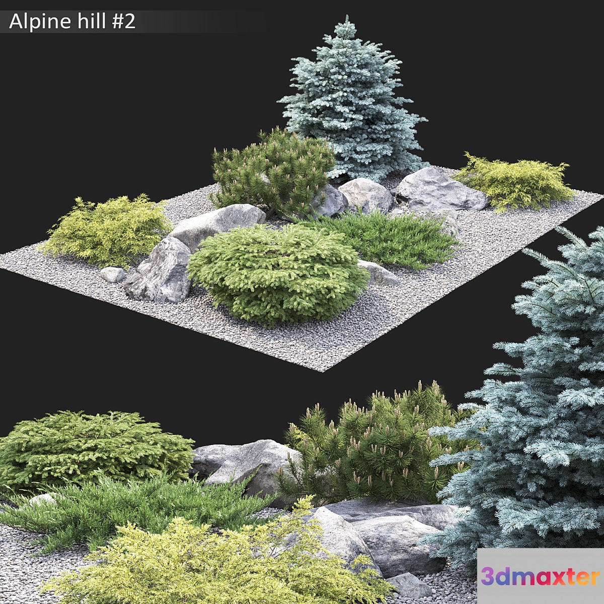 Alpine hill 3D Max