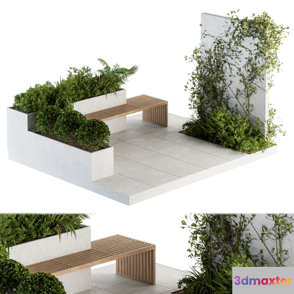 Roof Garden and Landscape Furniture with Pergola 06 3D Max