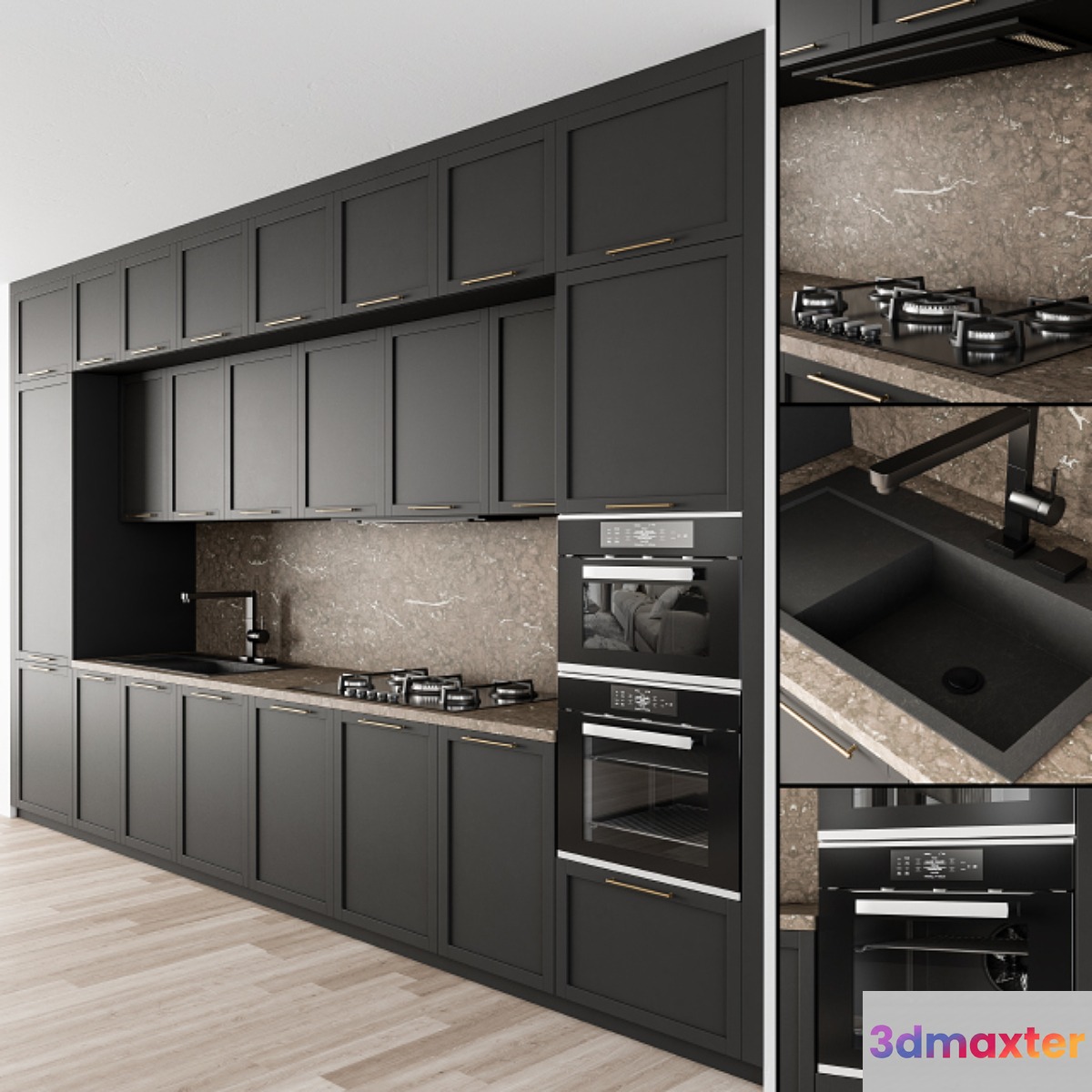 Kitchen Neo Classic - Black and Brown 29 3D Max