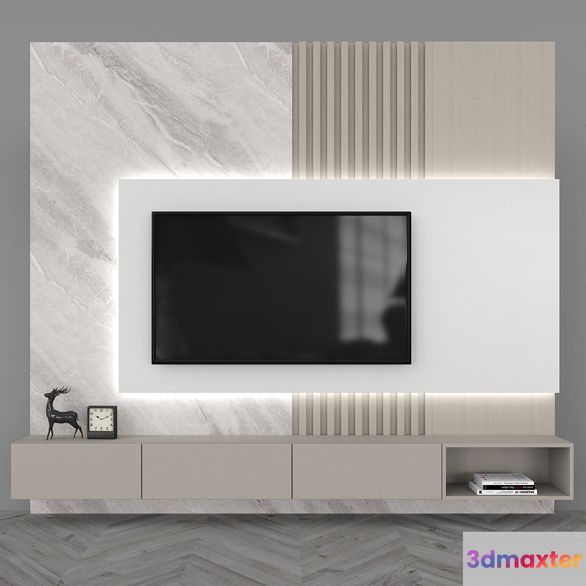 Modern TV Wall set55 3D Max