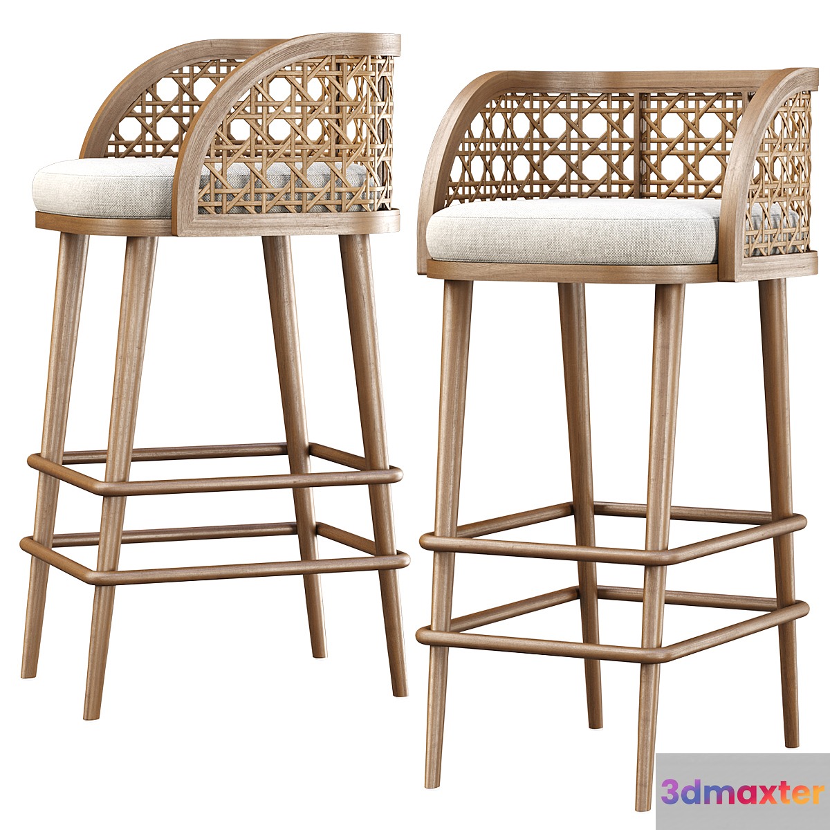Rimma rattan bar stool DS67 _ Wooden bar stool - No.2