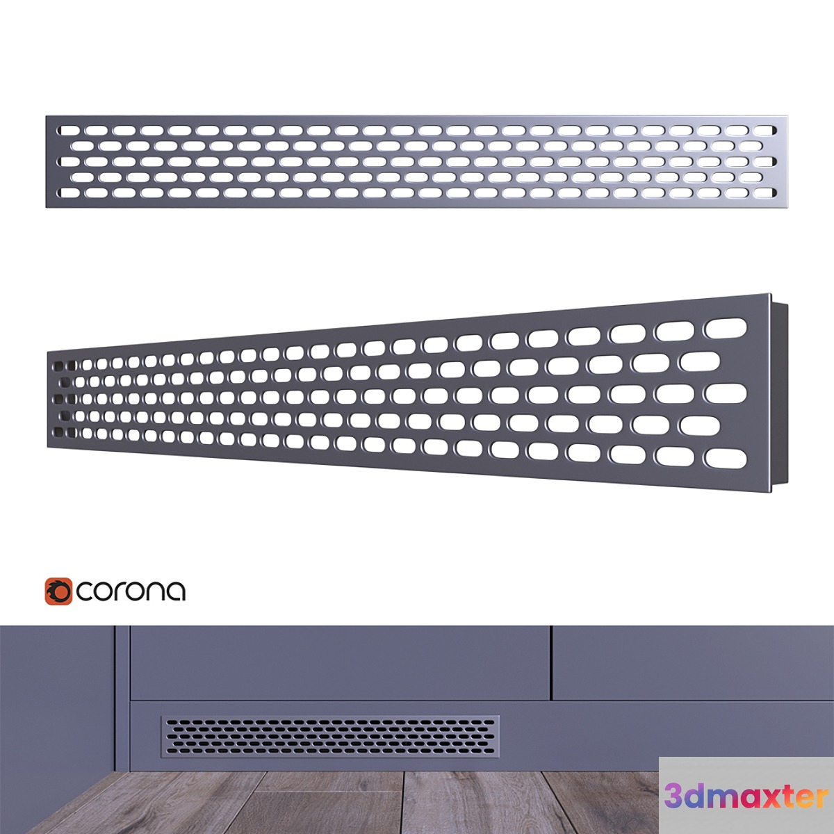 Ventilation grill for kitchen plinth 3D Max