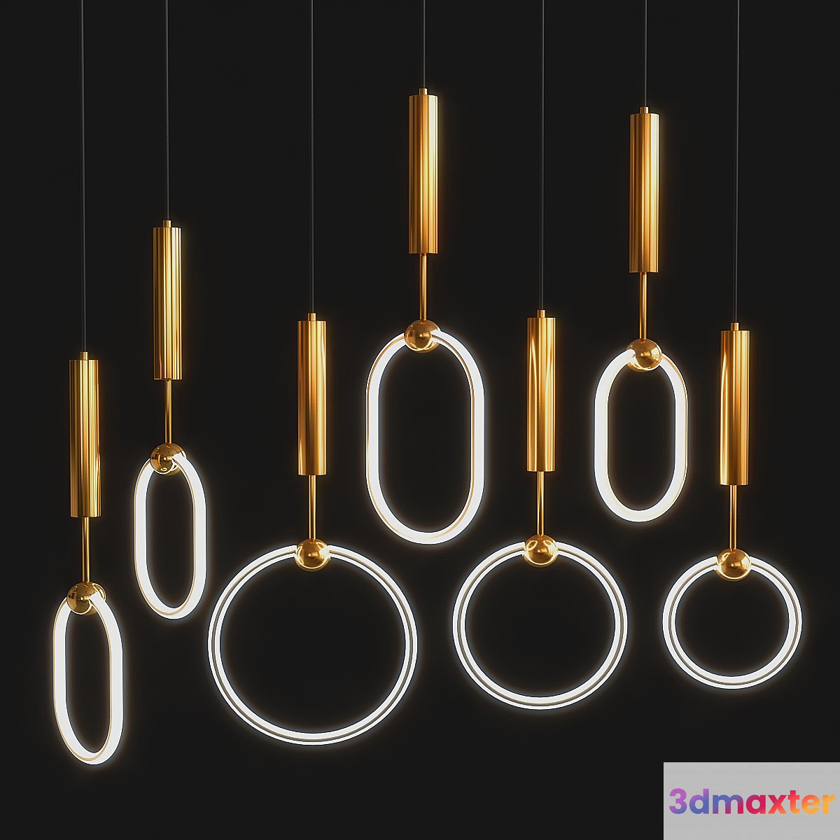Glowing RING Suspension 3D Max