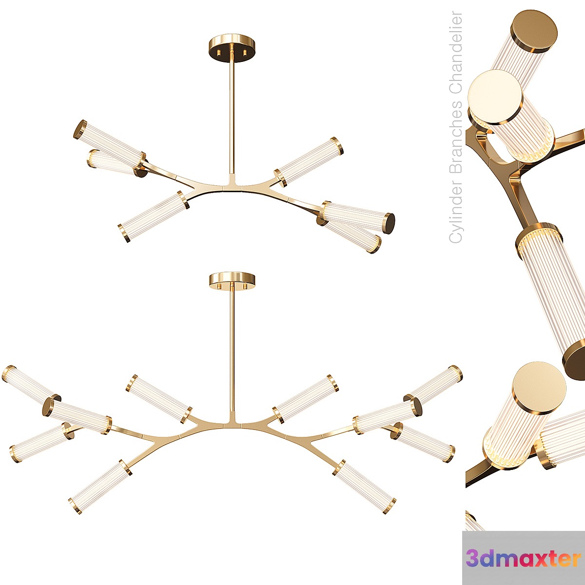 Cylinder Branches Chandelier Set 3D Max