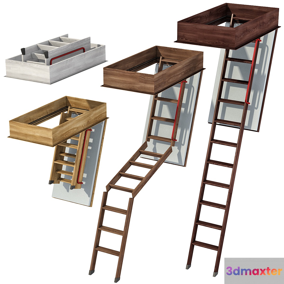 Wooden Foldable Loft Ladder _ Loft Foldable Ladder 3D Max