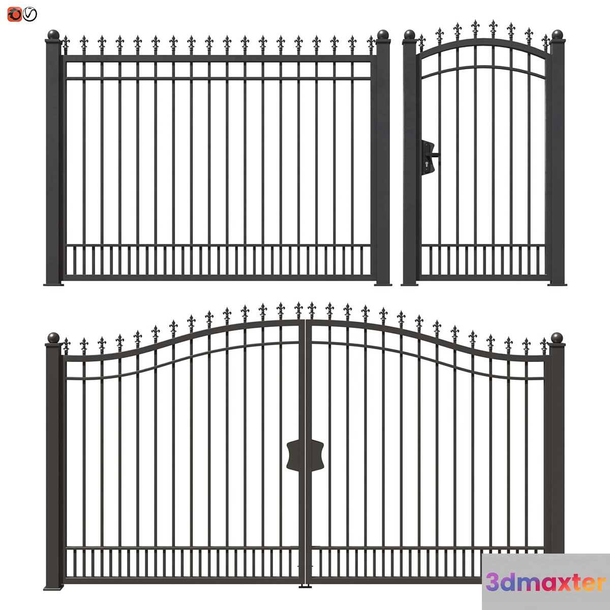 Set of forged railing 02 3D Max