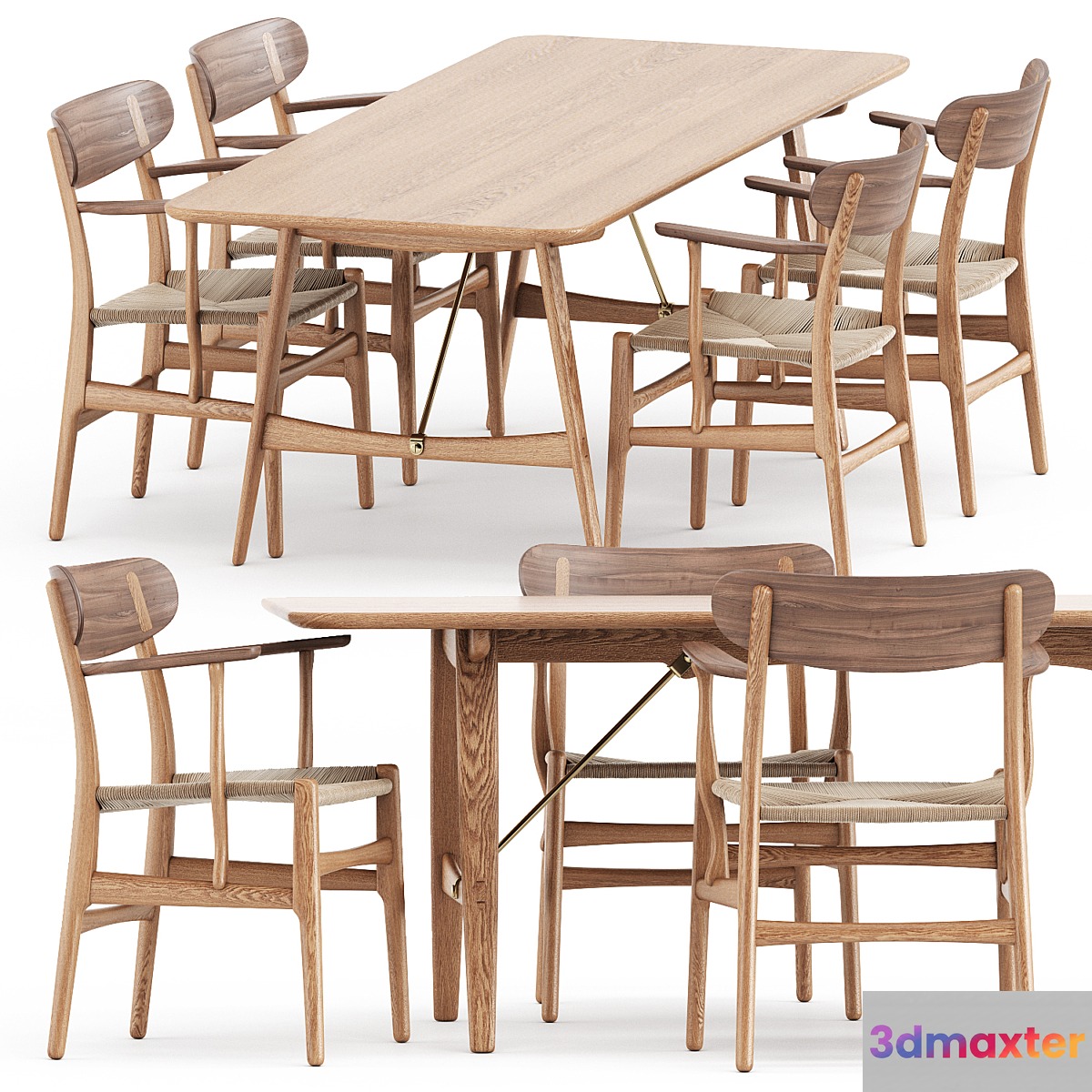 BM1160 hunting table CH26 chair by Carl Hansen & Son 3D Max