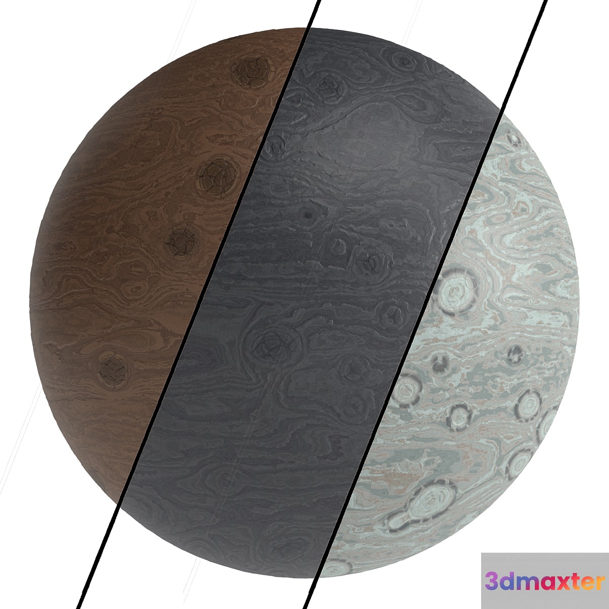 3 Wood Materials PBR 4k 3D Max