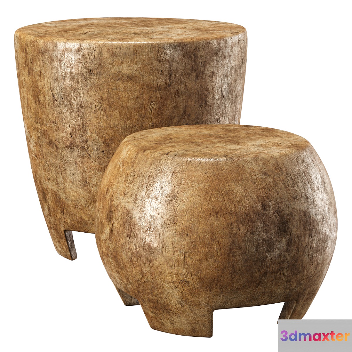 Tambour stools by Tinja _ Wooden round chairs 3D Max