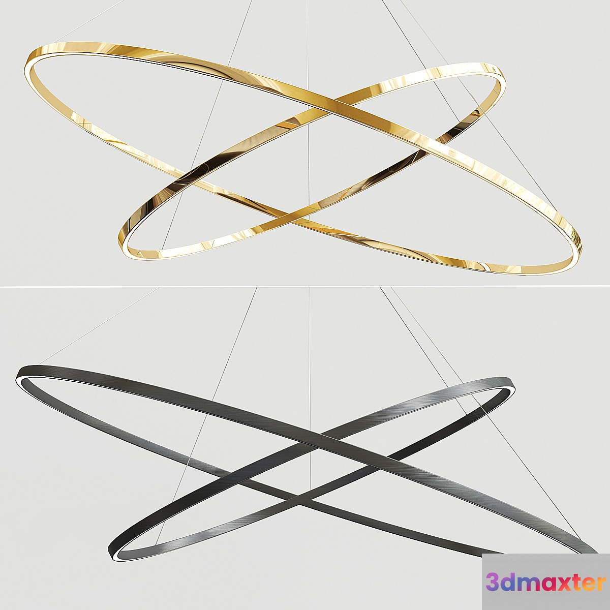 Ellisse Pendant Double Mega Ring Light 3D Max