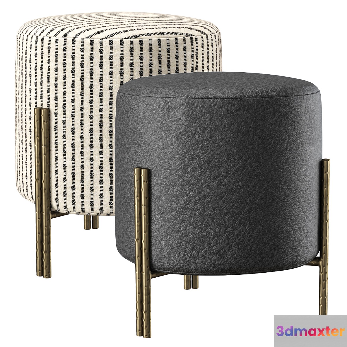 Melange foot stool by Kelly Wearstler _ Round leather ottoman