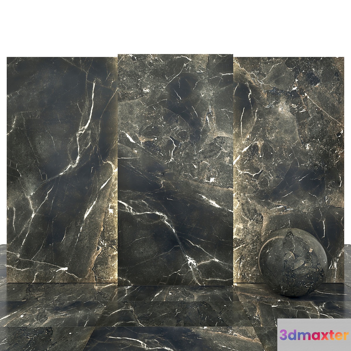 Black Deep Glossy Marble 3D Max