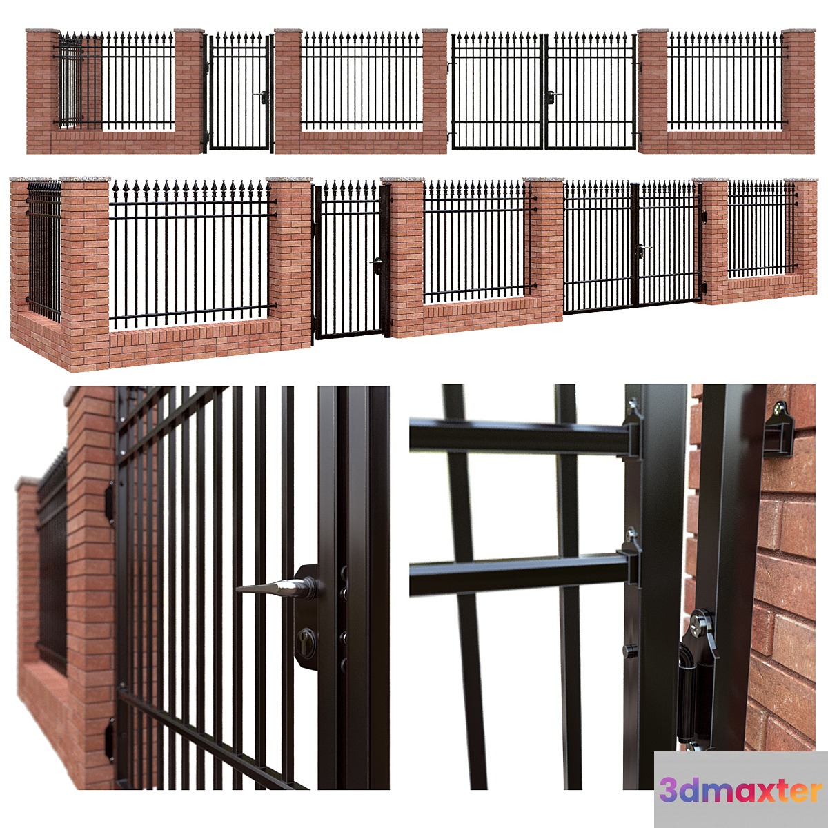 Iron fence set - classic - No.2 3D Max