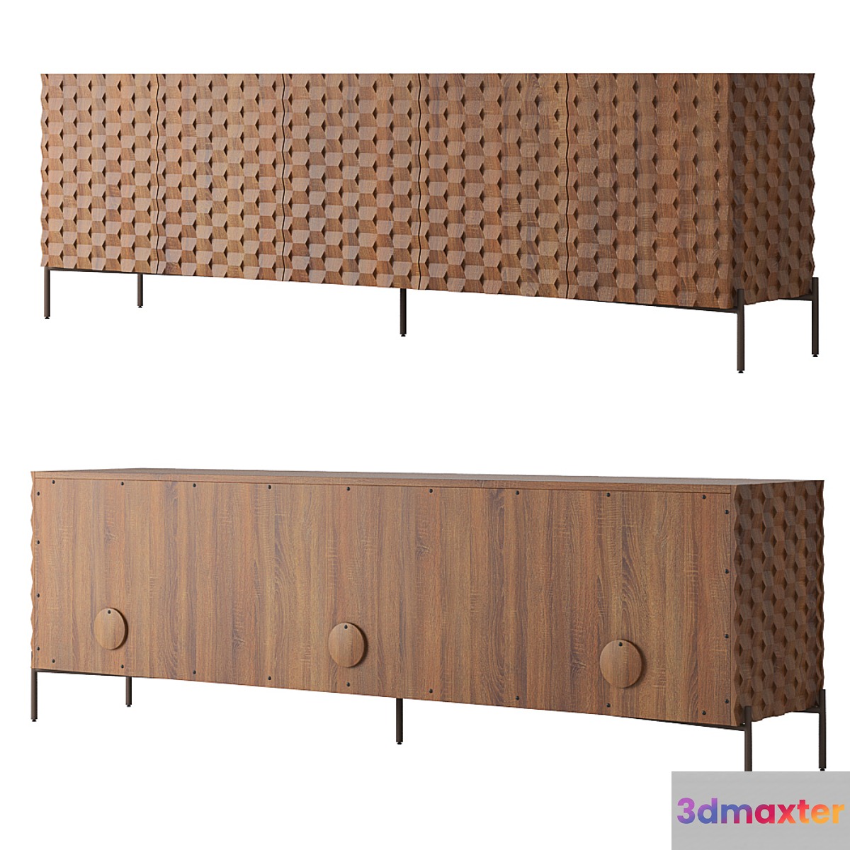 Crate and Barrel Raffael Carved Wood Media Console