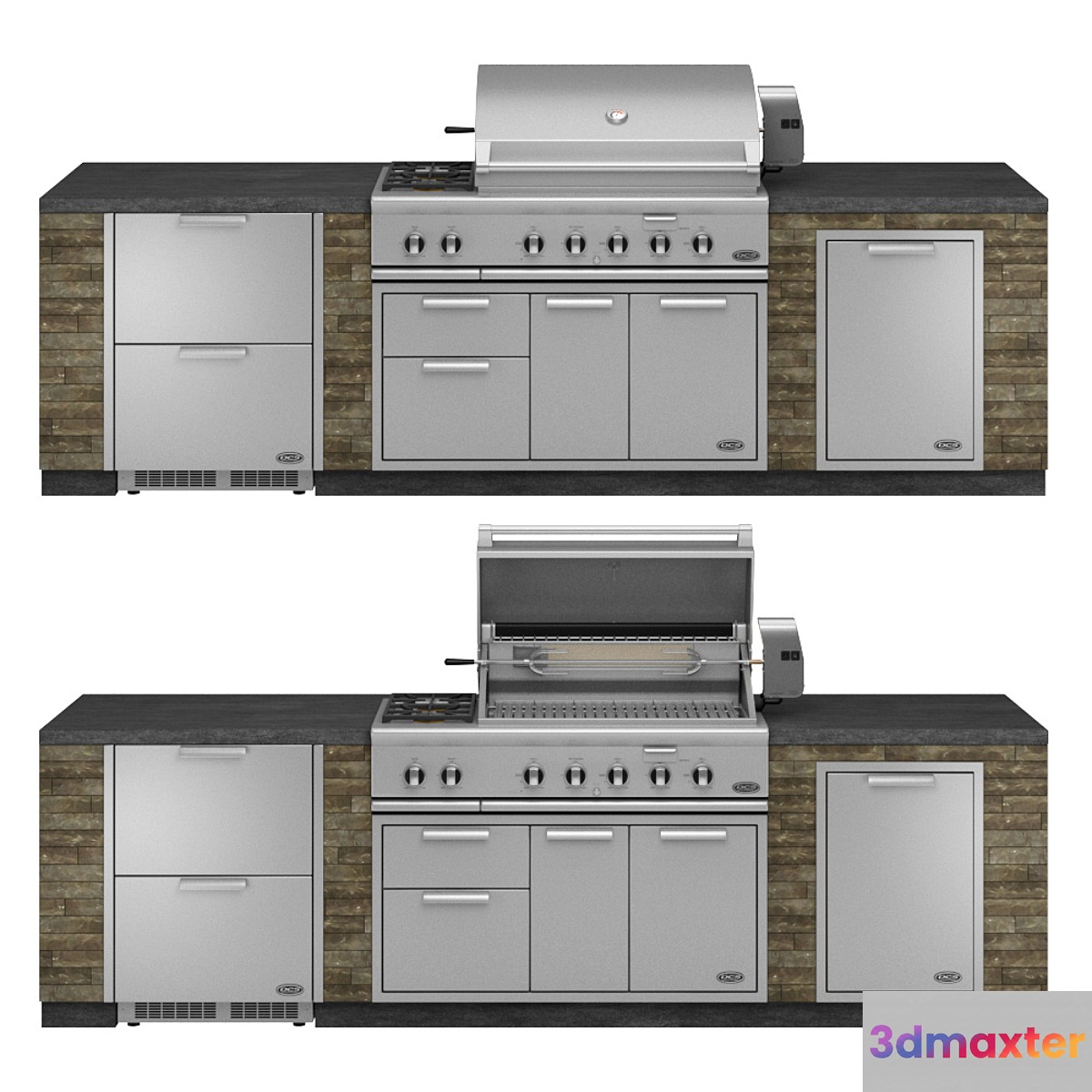 DCS gas grill with Integrated Side Burners 3D Max