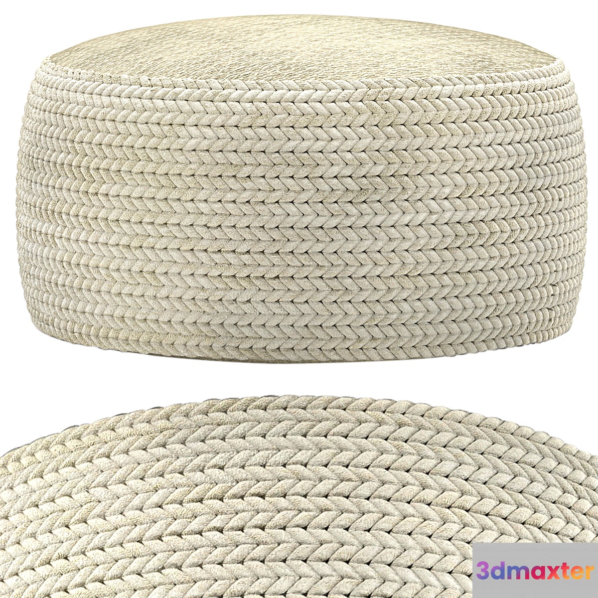 pouf Hira Natural Ivory Ottoman 3D Max