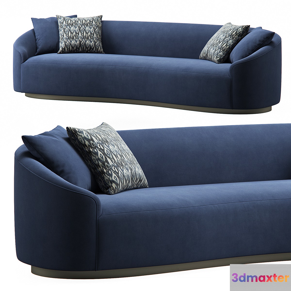 Turner Sofa Indigo Velvet Dark Walnut