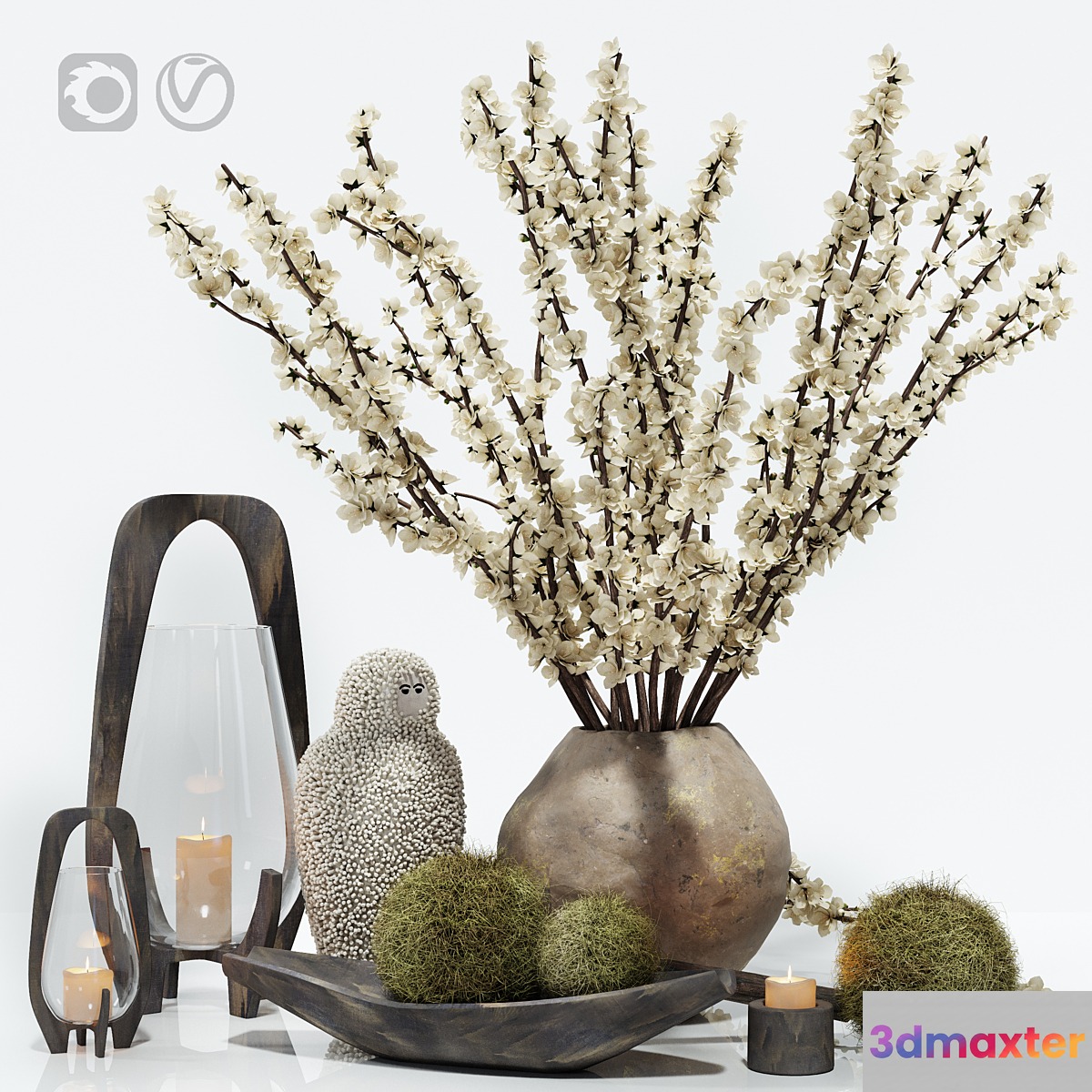 Decorative set with a ceramic beast 3D Max