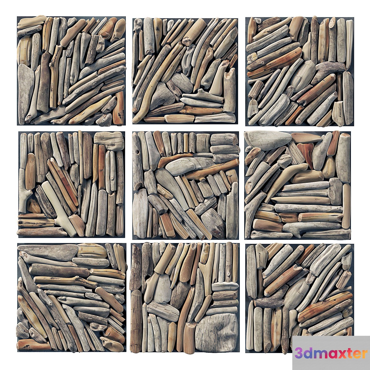 Rectangle panel branch splinter Big n5 _ Square panel from branch debris large No. 5