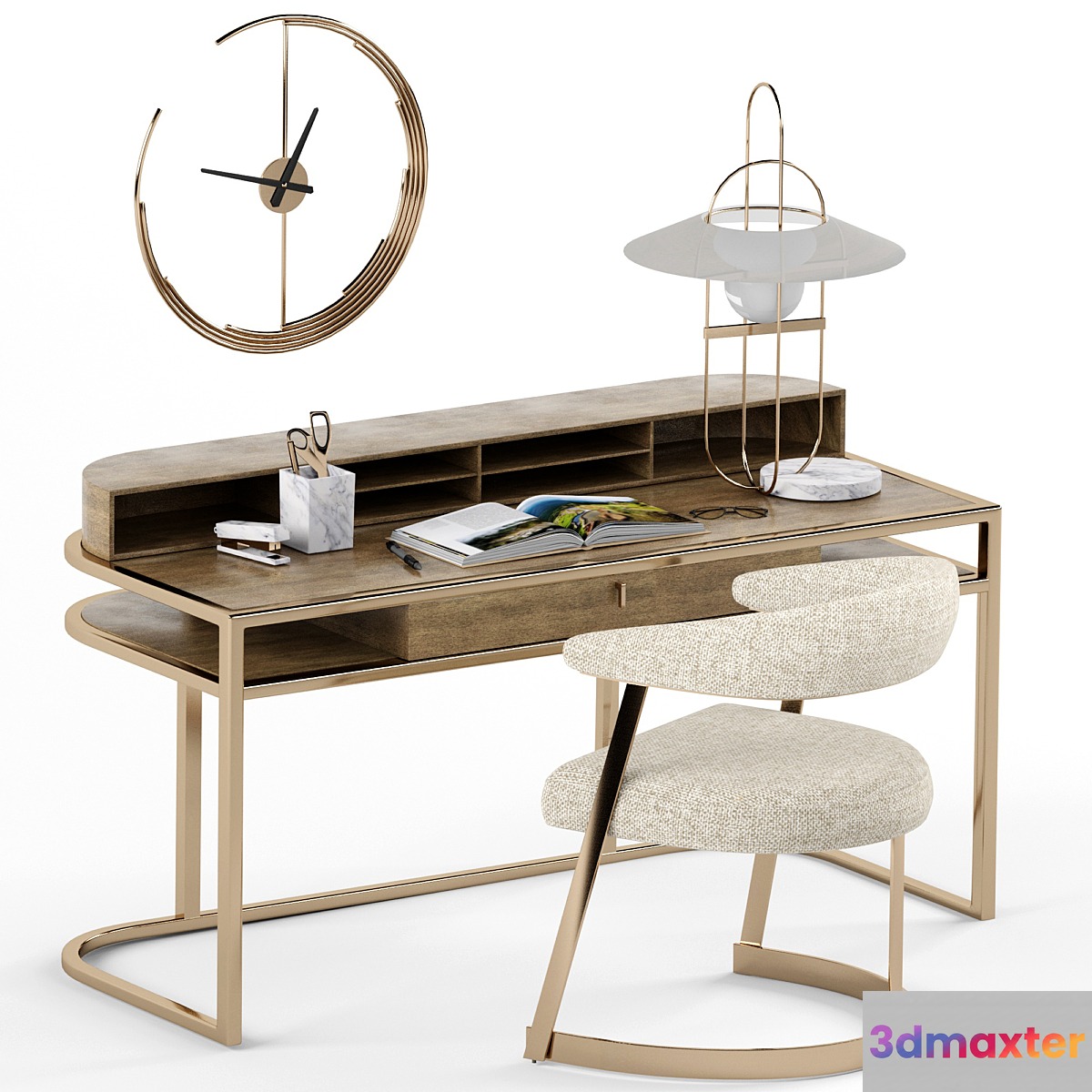 Eichholtz Highland Desk and Dexter Dining Eichholtz Chair 3D Max