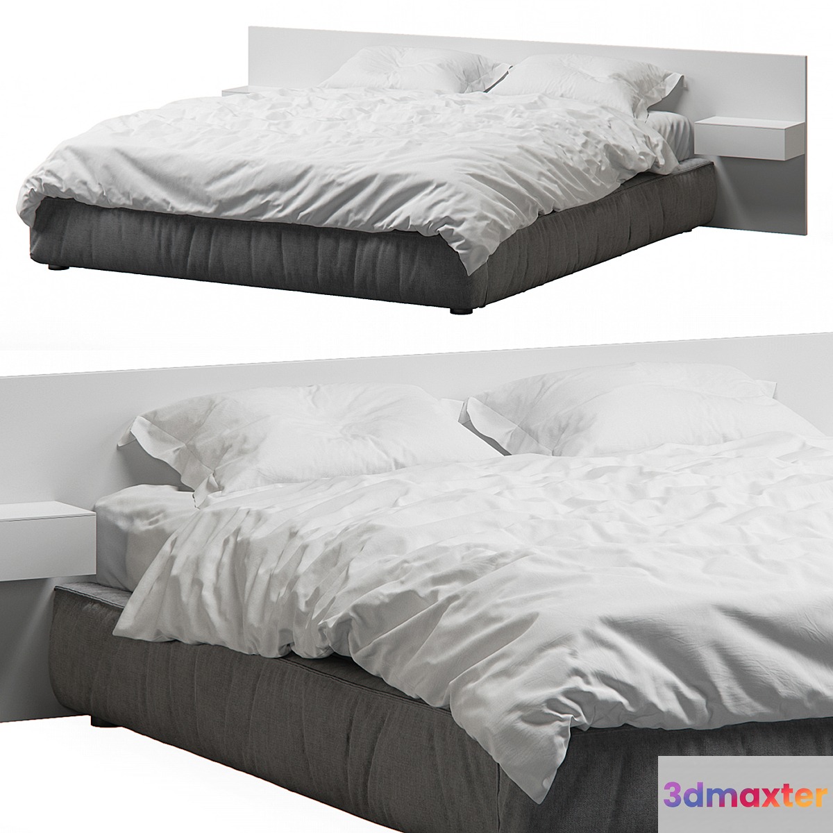 Loft Bed With Wood Headboard 3D Max