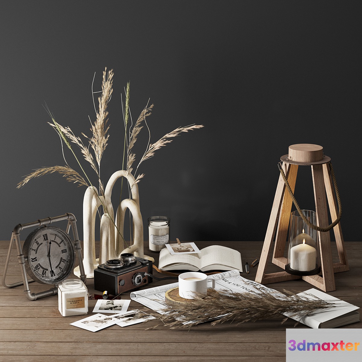 Decorative Set 02 Old Camera 3D Max