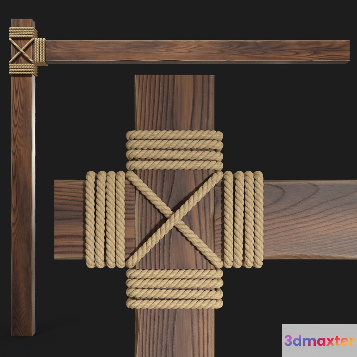 Wooden beams with rope