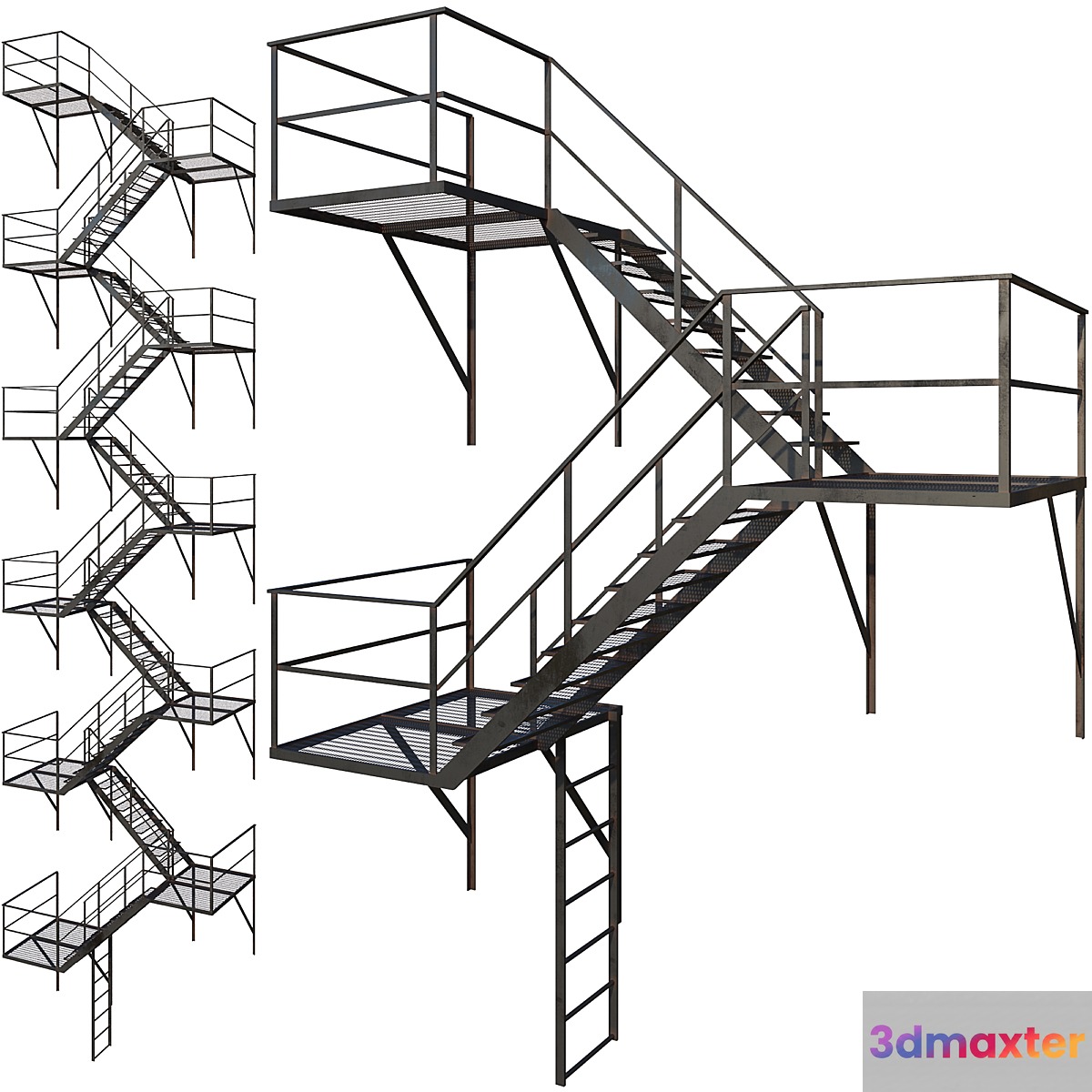 Outdoor Fire Ladder (Low poly) 3D Max