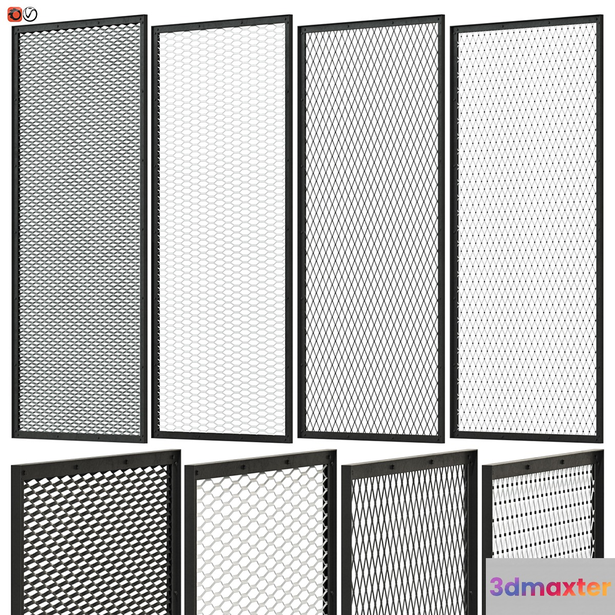 Set of decorative panels in the Loft style 02 3D Max